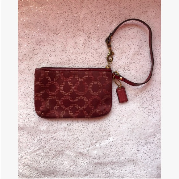 Coach Classic Monogram Wristlet Deep Burgundy - Picture 2 of 5